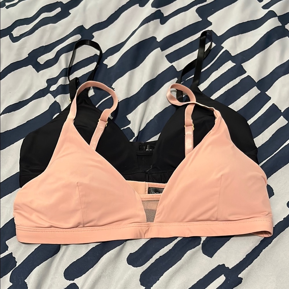 Black and Peach Set of 2 Bralettes by Pepper